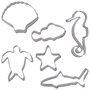 Lily Cook Juego de 6 Cortadores Océano: Concha, Pez, Tiburón, Caballito de Mar, Estrella, Tortuga