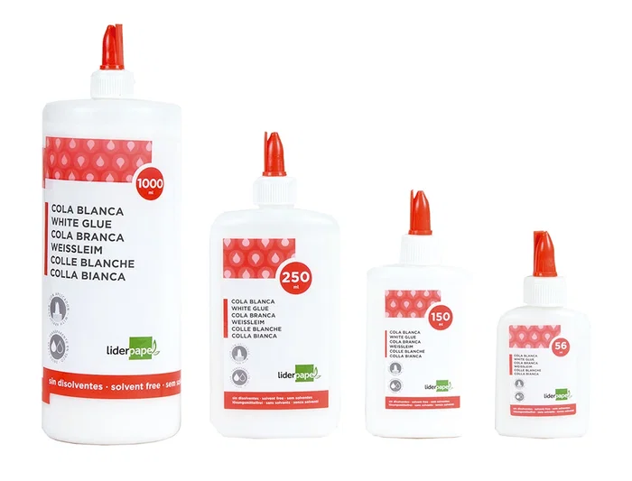 Liderpapel Pegamento Cola Blanca Lavable Bote 150 ml para Manualidades, Bricolaje, Hogar y Oficina, Adhesivo Rápido sin Disolventes