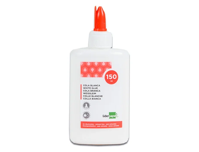 Liderpapel Pegamento Cola Blanca Lavable Bote 150 ml para Manualidades, Bricolaje, Hogar y Oficina, Adhesivo Rápido sin Disolventes
