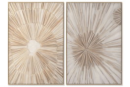 DKD Home Decor Cuadro Lienzo PS 83x4,5x123 Straw 3D Surtido de 2 Piezas
