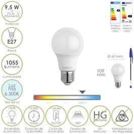 MAURER Bombilla LED Estándar E27 9.5W 6500K
