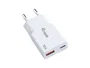 Equip 245523 Cargador GaN Slim 30W Blanco, 2 Puertos (USB-C PD3.0 + USB-A QC3.0), Universal AC, Protecciones