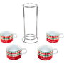 Bialetti 4 Cappuccio Tricolore - Set de 4 tazas de cappuccino con soporte