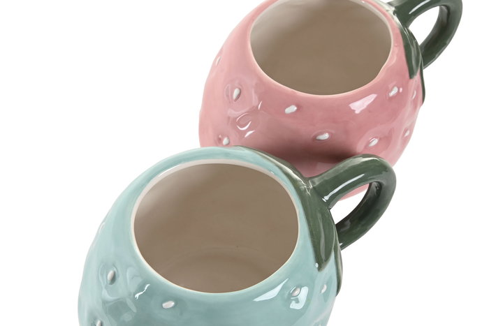 DKD Home Decor Taza Shabby Azul Celeste Rosa 11 x 9 x 16 cm (4 Unidades)