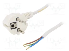PLASTROL Cable de alimentación H03VV-F, OMY 3x0,75mm2 Blanco 2m