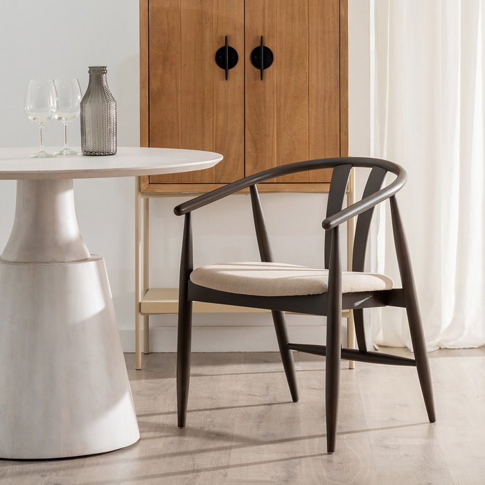 Silla Negro Tejido-Madera Salón 56,50 X 57 X 76 cm