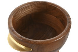 DKD Home Decor Mortero Basicos Natural Dorado Acacia Inox 17 x 14.5 x 20.5 cm