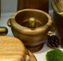 DKD Home Decor Mortero de Acacia e Inox Natural y Dorado
