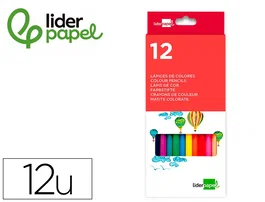 Liderpapel Lápices de Colores Caja de 12 Unidades Colores Surtidos, Mina Extrarresistente, Escritura Suave