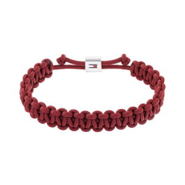 Tommy Hilfiger Pulsera para Hombre con Correa de Tela Roja