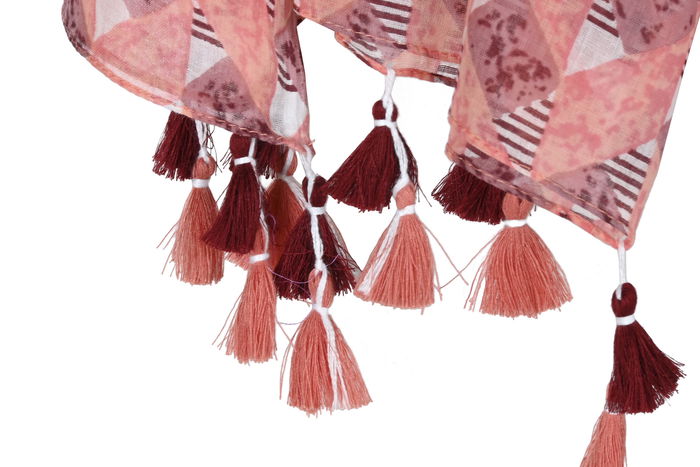 DKD Home Decor Foulard Mediterraneo Marron Coral 180 x 100 cm Algodon (3 Unidades)