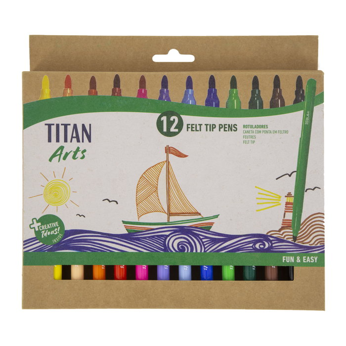 Titan Arts Set de 12 Rotuladores Colores Surtidos en Estuche Titan Arts Set de 12 Rotuladores Colores Surtidos en Estuche