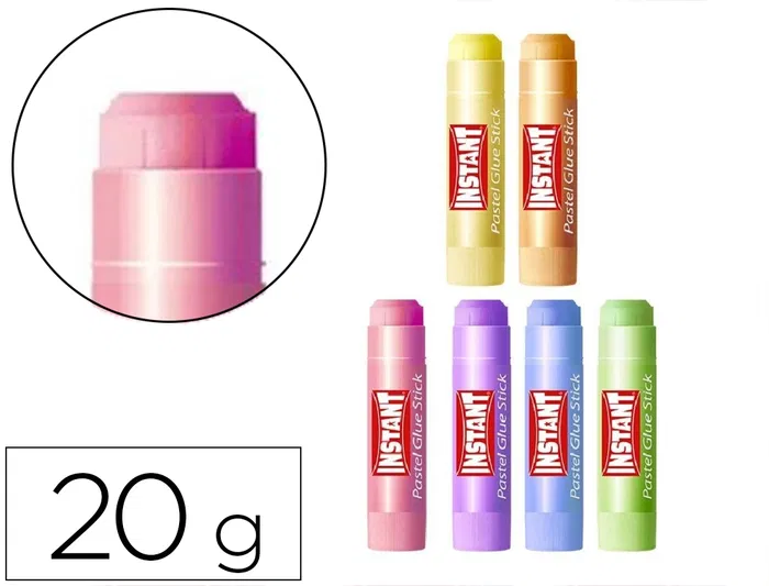 Instant Pegamento en Barra Sólido Colores Pastel 20 g, para Papel, Cartón, Manualidades, Escolar y Oficina Instant Pegamento en Barra Sólido Colores Pastel 20 g, para Papel, Cartón, Manualidades, Escolar y Oficina