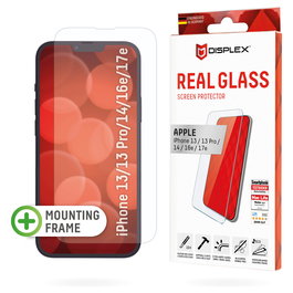 Displex Protector Pantalla Panzerglas 2D Clear 10H para iPhone 13/13 Pro/14/16e/17e - Vidrio Templado Resistente a Impactos y Rayones - Incluye Kit de Montaje