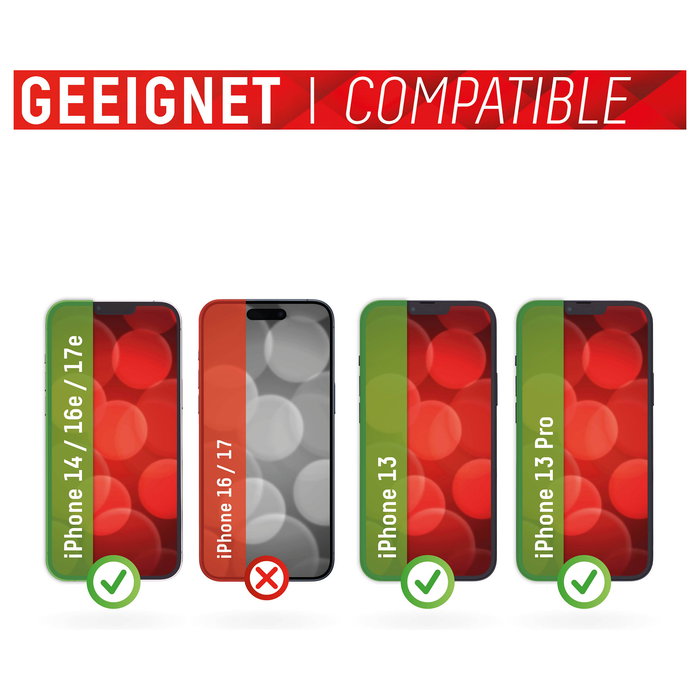 Displex Protector Pantalla Panzerglas 2D Clear 10H para iPhone 13/13 Pro/14/16e/17e - Vidrio Templado Resistente a Impactos y Rayones - Incluye Kit de Montaje