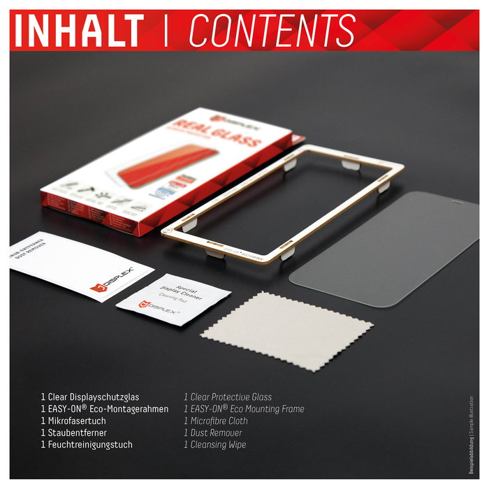 Displex Protector Pantalla Panzerglas 2D Clear 10H para iPhone 13/13 Pro/14/16e/17e - Vidrio Templado Resistente a Impactos y Rayones - Incluye Kit de Montaje