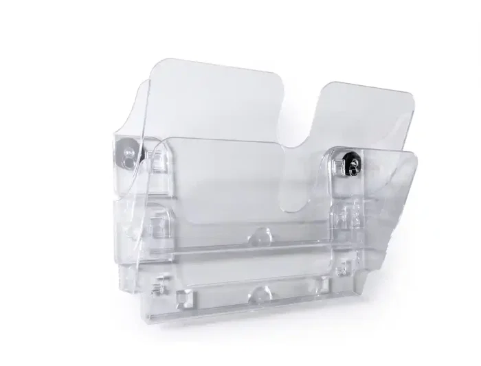 Durable Expositor de Pared con 2 Compartimentos Magnéticos Transparentes para Folletos A4 Horizontal