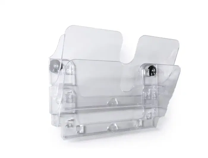 Durable Expositor de Pared con 2 Compartimentos Magnéticos Transparentes para Folletos A4 Horizontal