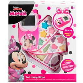 DISNEY Set de Maquillaje de Teléfono Minnie con 4 Sombras, 6 Brillos, 1 Barra Labial, 1 Esmalte y 2 Pinceles para Niñas +5 Años