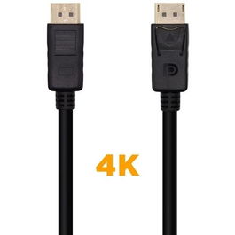 Aisens Cable DisplayPort 1.2 DP-M a DP-M 10 m 4K@60Hz 21.6 Gbps Negro, 24K Oro, Cobre OFC, Audio HD, 3D