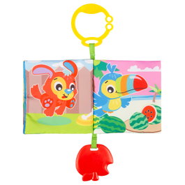 Playgro Libro de Actividades para Bebé en Cochecito Multilingüe 0189056 con Mordedor y Clip