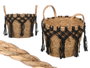 Giftdecor Macetero Colgante de Mimbre y Macramé Negro Pequeño 25x29x25 cm (Set de 8)