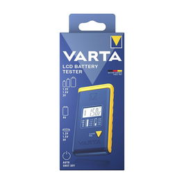 Varta Comprobador de Pilas LCD 893101111 con Pantalla Digital para Pilas Redondas y Botón Alcalinas, Litio, Zinc Carbono y NiMH