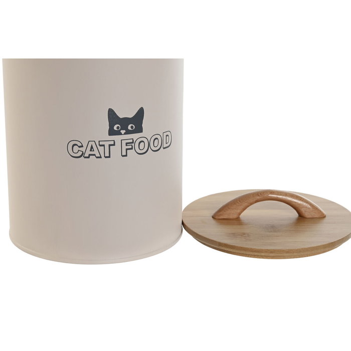 DKD Home Decor Bote de Metal y Bambú 2,5L Beige para Comida de Gato DKD Home Decor Bote de Metal y Bambú 2,5L Beige para Comida de Gato