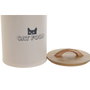 DKD Home Decor Bote de Metal y Bambú 2,5L Beige para Comida de Gato