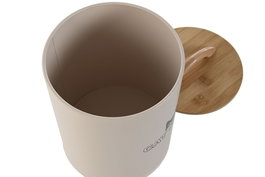 DKD Home Decor Bote Basicos Beige Natural Metal y Bambu 14 x 20 x 14 cm