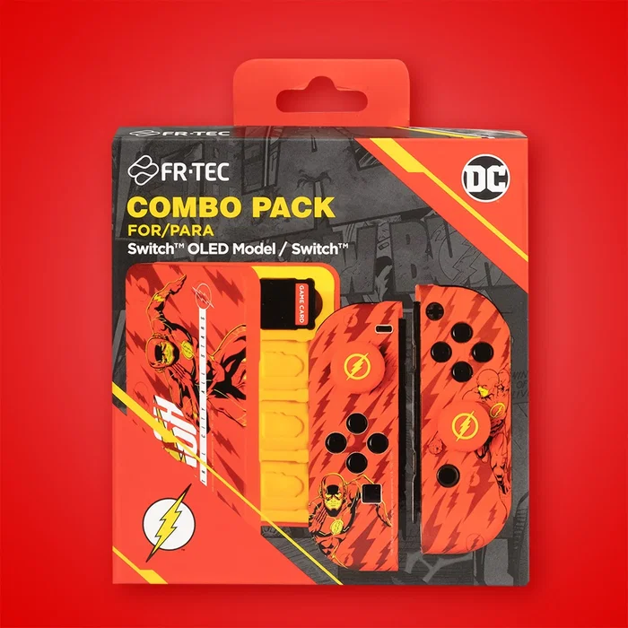 Blade Gaming FLASWCP Combo Pack Carcasa Dura y Grips The Flash para Nintendo Switch con Caja para 16 Juegos - Diseño Único y Agarre