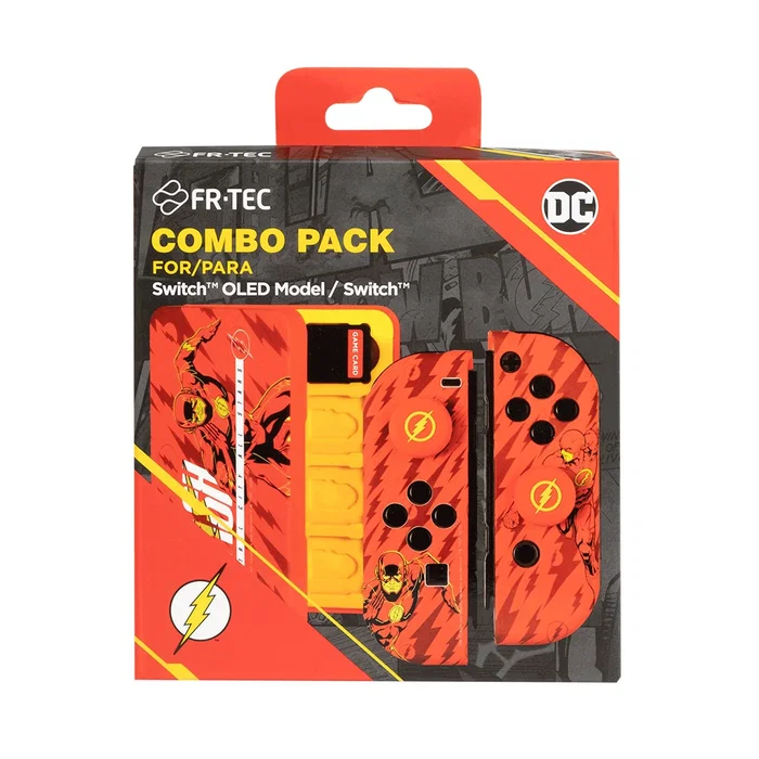 Blade Gaming FLASWCP Combo Pack Carcasa Dura y Grips The Flash para Nintendo Switch con Caja para 16 Juegos - Diseño Único y Agarre