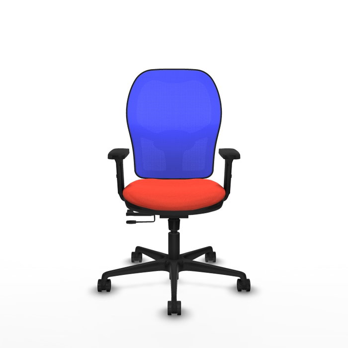 PIQUERAS Y CRESPO Silla de oficina Jorquera con mecanismo Sincro/Traslack, Tela Naranja oscuro y Malla Azul