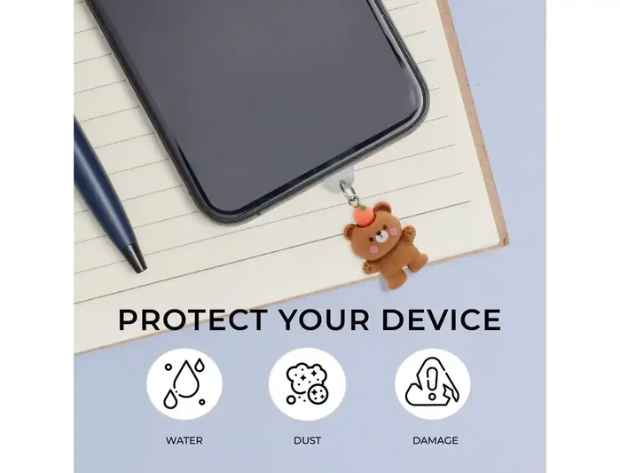 Wondee Colgante charm para movil funny type c carrot bear