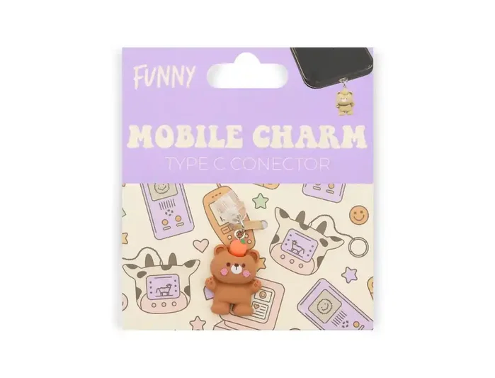 Wondee Colgante charm para movil funny type c carrot bear