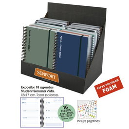 Agenda Anual (2026-27) Senfort 16 Meses Student Foam Espiral Tapa Pp Con Goma 120X170 S/V Surtido Expositor De 16