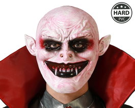 Máscara de Vampiro Clásico con Orejas Puntiagudas y Colmillos en PVC Rígido
