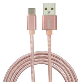 Eightt Cable USB-C a USB-A ECT-4P de 1 m, Rosa, Nylon Trenzado