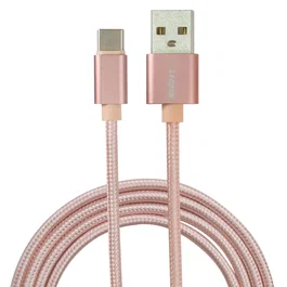Eightt ECT-4P Cable USB A a USB C 1 m, USB 2.0 (480 Mbps), Conectores Metálicos, Cubierta Nylon Trenzado Flexible, Rosa