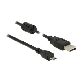 DeLOCK Cable USB A a Micro-B 2.0, 2 metros, Macho/Macho, Negro, Blindaje Doble, 480 Mbps - Referencia en nombre original
