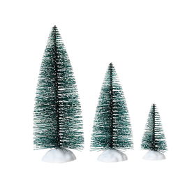 Lumineo Set de 10 Pinos Efecto Nevado Verdes Plástico 2x13,5cm 3x9,5cm 5x6cm