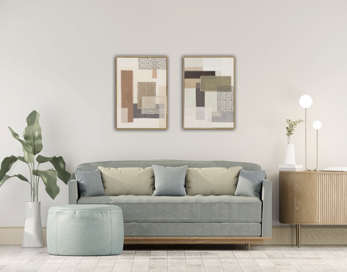 DKD Home Decor Set de 2 Cuadros Abstractos 3D Beige y Marrón 50x70 cm
