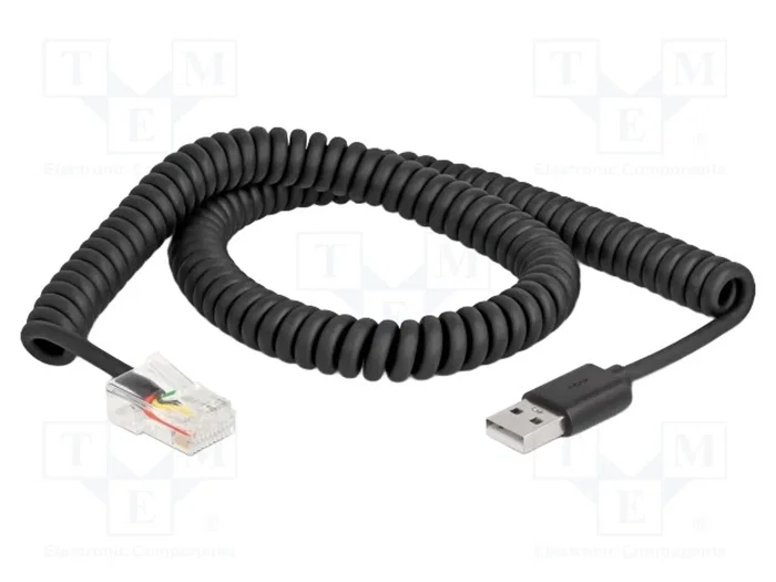 DeLOCK Cable en espiral RJ50 a USB 2.0 Tipo-A 2 m
