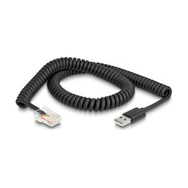 DeLOCK Cable en espiral de RJ50 a USB 2.0 Tipo-A 2 m