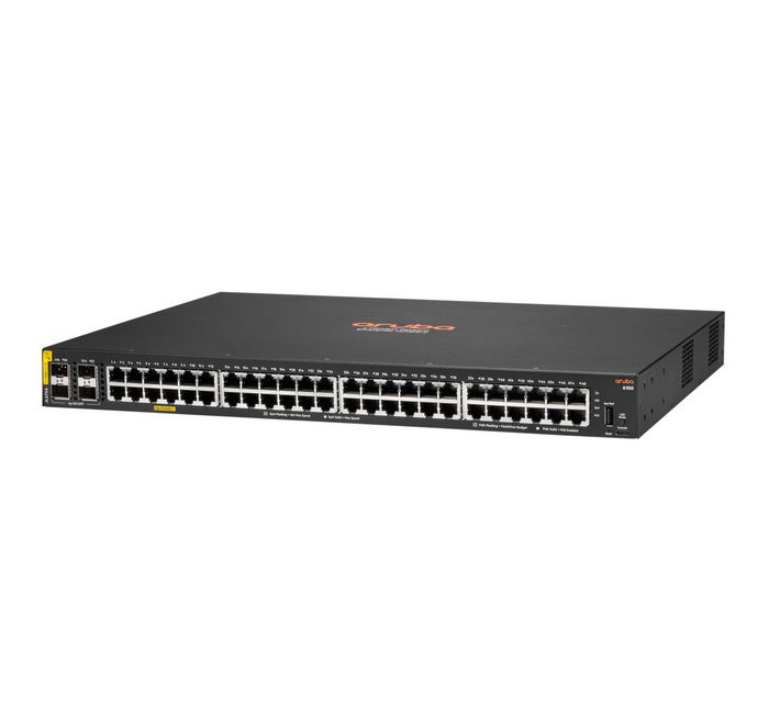 Hewlett Packard Enterprise Aruba CX 6100 Switch 48 Puertos 1GbE 4 SFP+ PoE+ 370W Conmutador Nivel 2