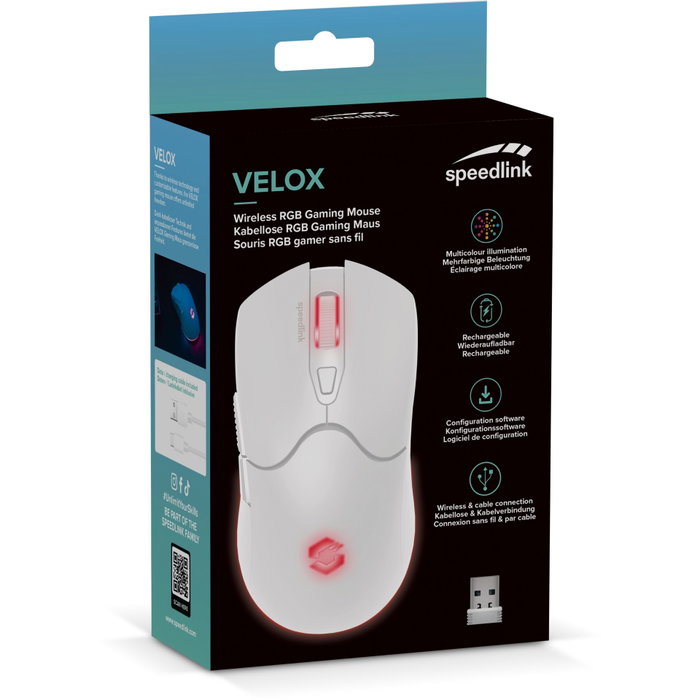 Speedlink VELOX SL-680102-WT Ratón Gaming Inalámbrico RGB 4800 DPI Blanco Speedlink VELOX SL-680102-WT Ratón Gaming Inalámbrico RGB 4800 DPI Blanco