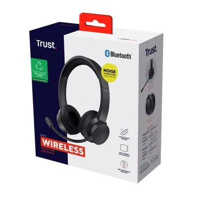Trust Auriculares Trust Ayda Diadema Inalámbrico y Alámbrico Bluetooth Negro con Micrófono Boom y Conexión USB Tipo-C para Llamadas/Música