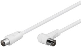 MicroConnect COAX015WA Cable Coaxial 1.5m Blanco, Conector en Ángulo, para TV, Receptor Satélite y Dispositivos con Coaxial, Alta Calidad