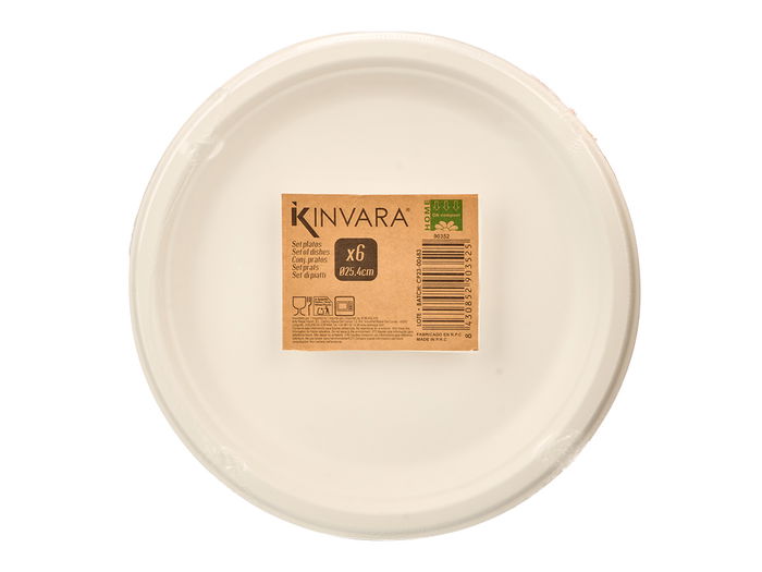 Kinvara Set 6 Plato Llano Biodegradable 25 cm (Set de 64)