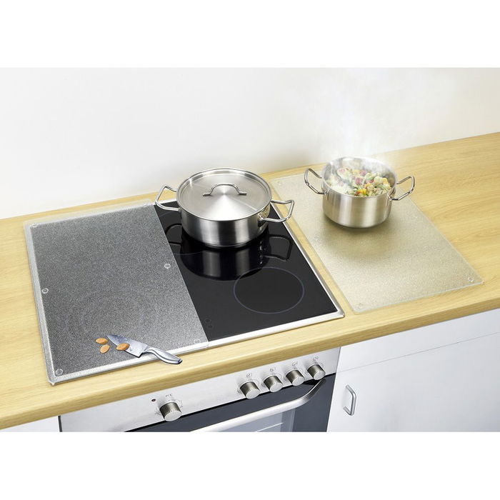 Wenko 2712800100 Placas cobertoras de vidrio templado 30 x 52 cm, 2 uds, higiénicas y resistentes a golpes y arañazos para vitrocerámica e inducción